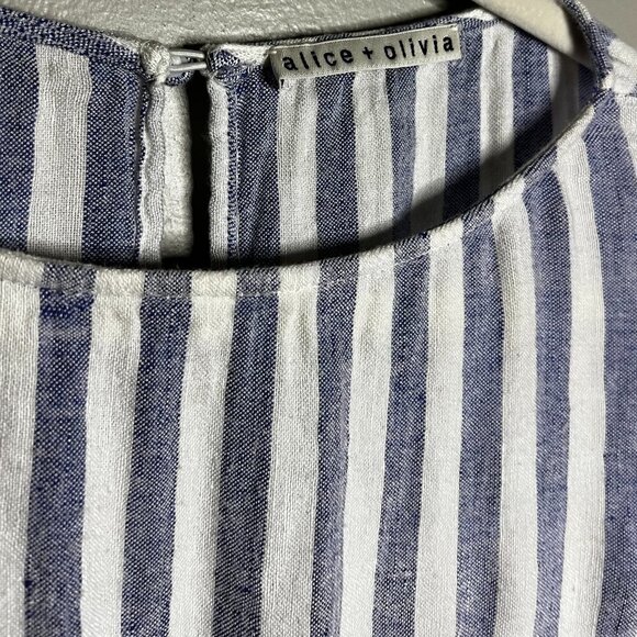 Alice & Olivia Doyle Trumpet Linen Peplum Top Size M - Picture 3 of 6